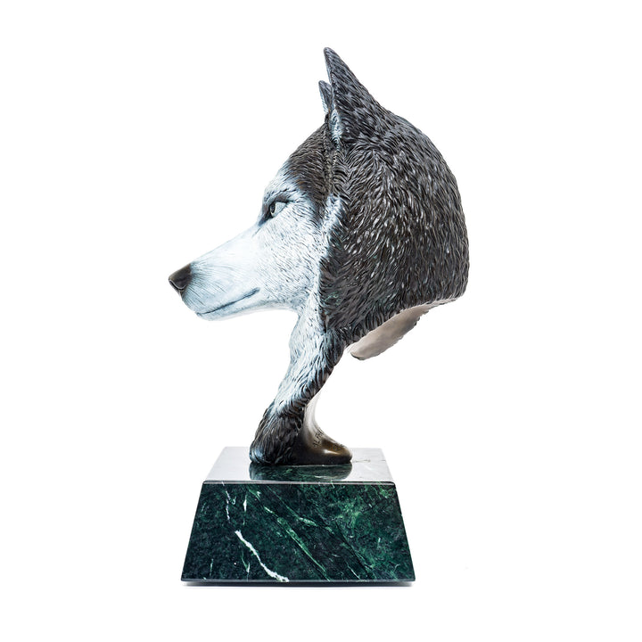 Limited edition wolf head sculpture signed by Bill Toma