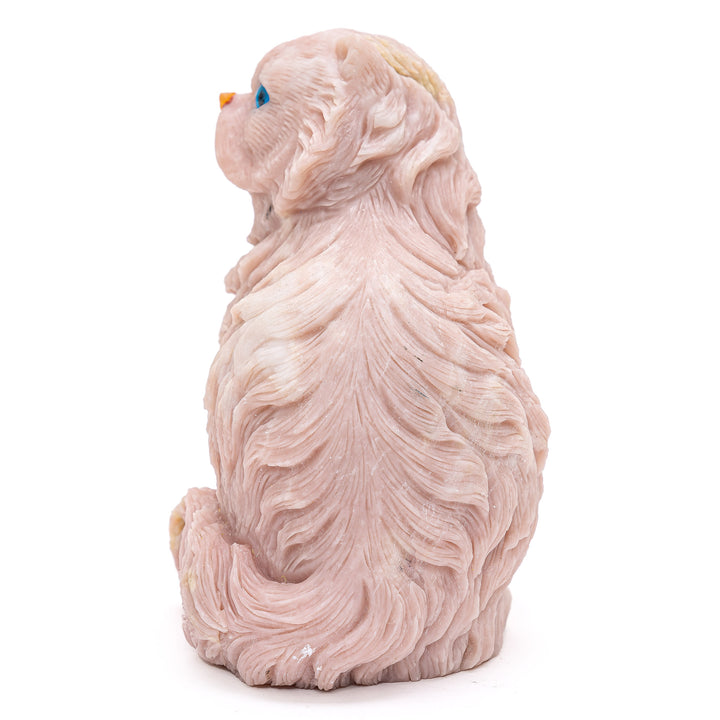 Elegant seated cat statue in rose quartz