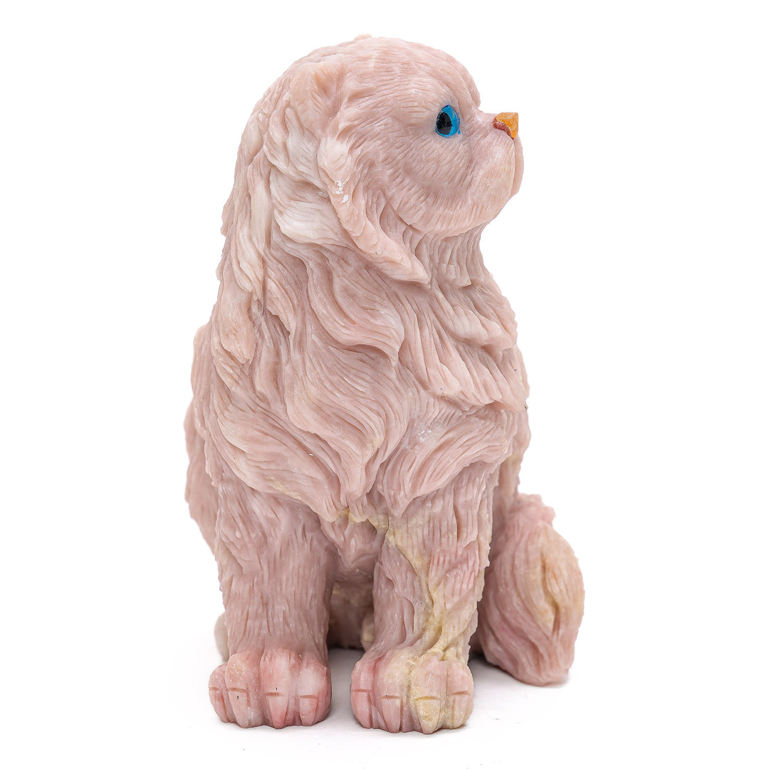 Handcrafted rose quartz cat with serene presence