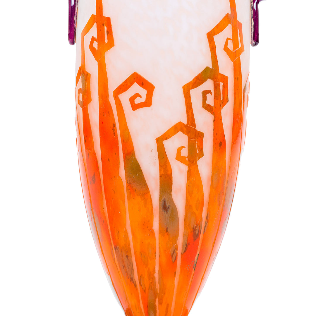 Roaring Twenties orange and purple Le Verre collectible vase.