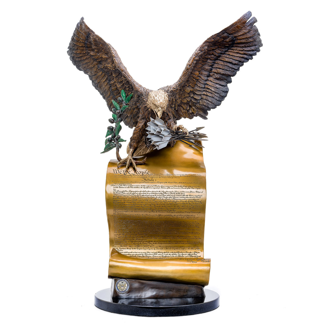Limited edition bronze eagle on Constitution sculpture by Ghiglieri.