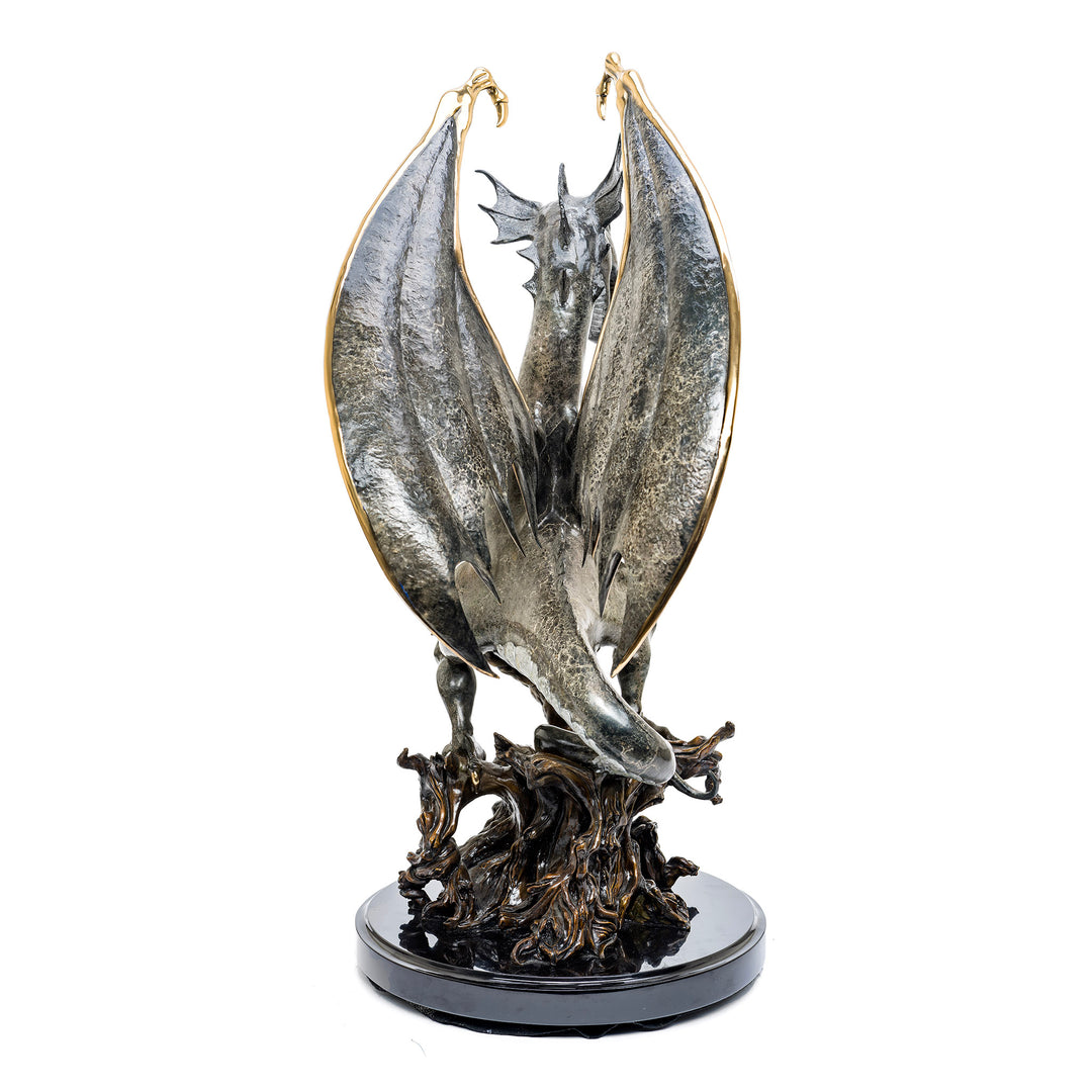 Intricate bronze dragon with golden accents