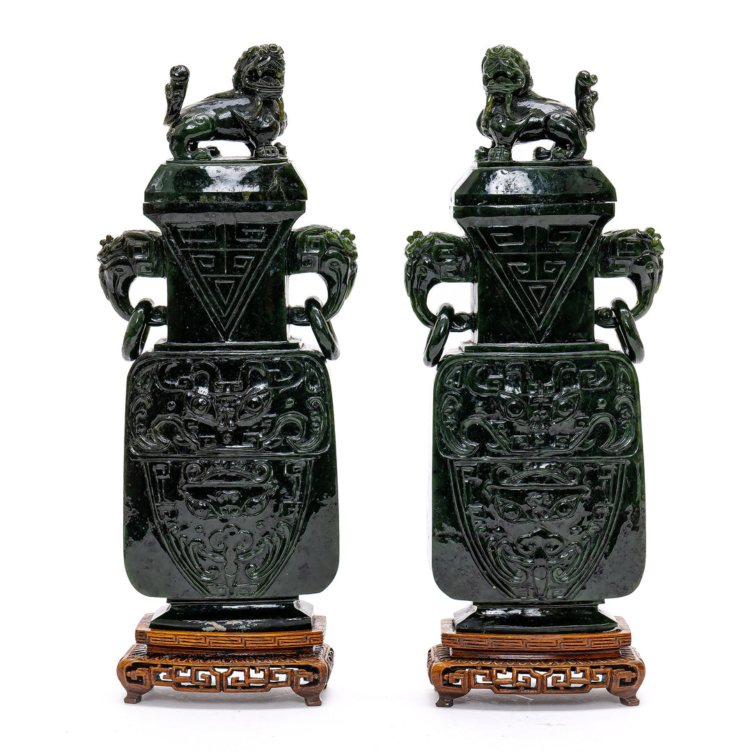 Pair Jade Vases