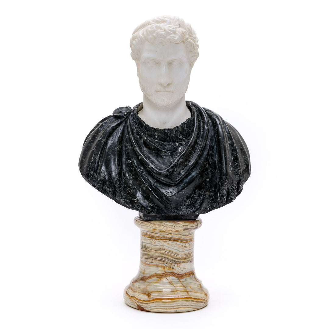 Italian carved marble bust of Roman figure