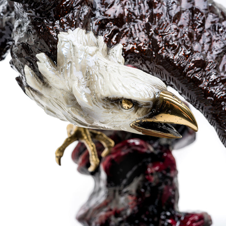 Fine art bronze sculpture depicting an eagle in flight