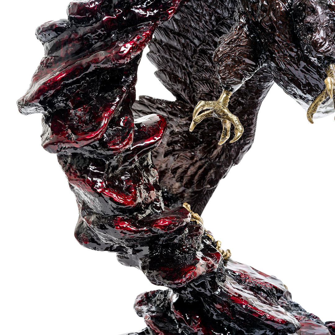 Elegant and powerful bronze eagle in flight statue