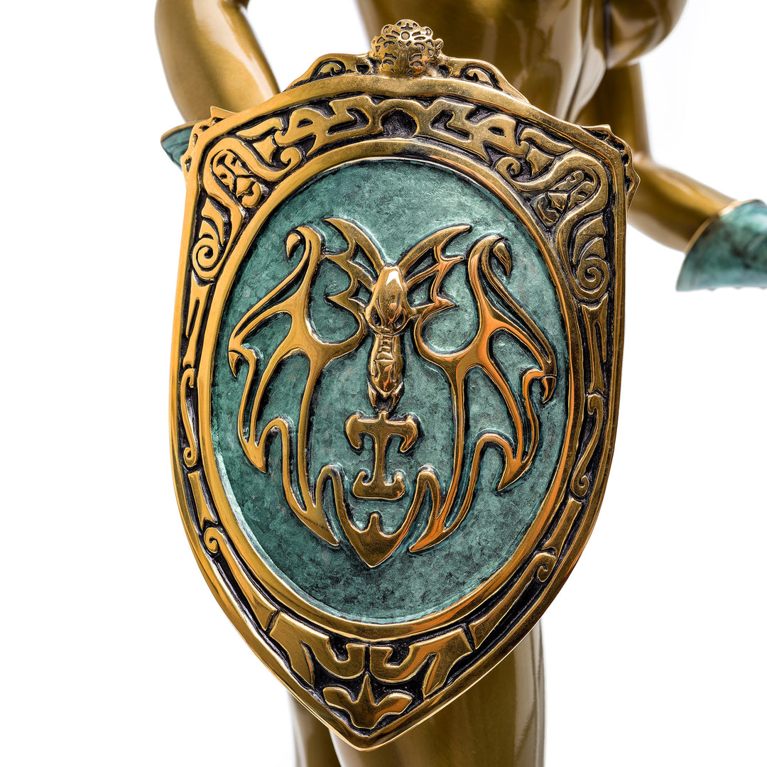 Exclusive fine art warrior sculpture in polished bronze