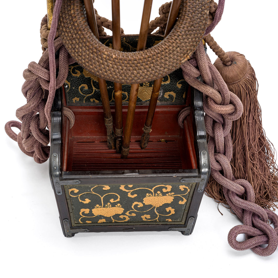 Exquisitely Crafted Samurai Arrows with Black Lacquered Quiver.