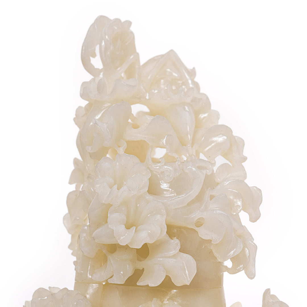 Elegant White Jade Bird Sculpture