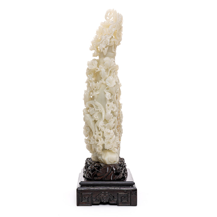 Elegant White Jade Bird Sculpture