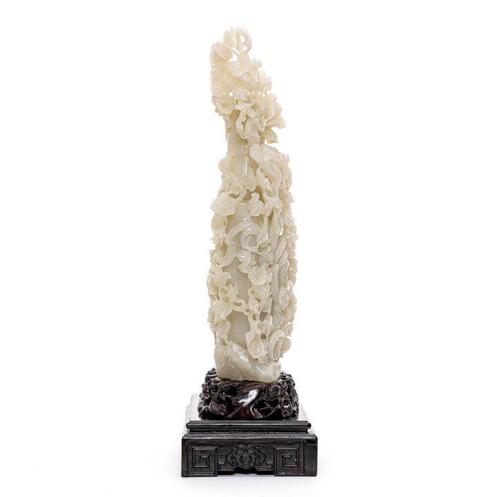 Elegant White Jade Bird Sculpture
