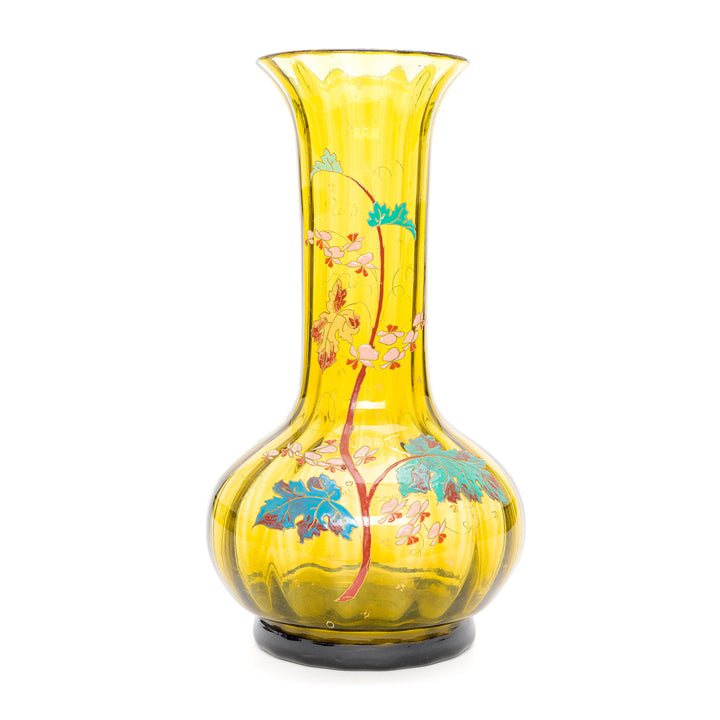 Antique Emile Galle enameled vase from 1895 with gold highlights.