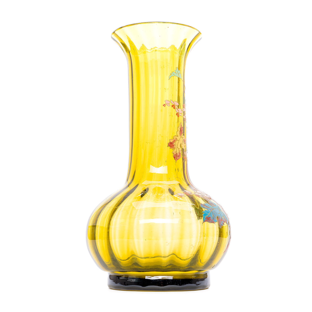 Monumental Nancy, France Galle vase with vibrant yellow flower accents.