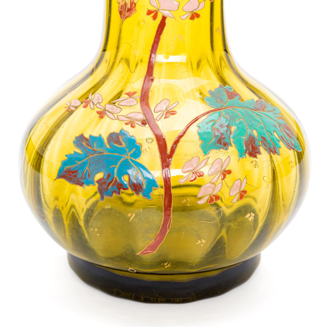 Galle signature on authentic 19th-century enameled decorative vase.