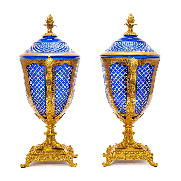 Artisanal Floral Motif Crystal Vases