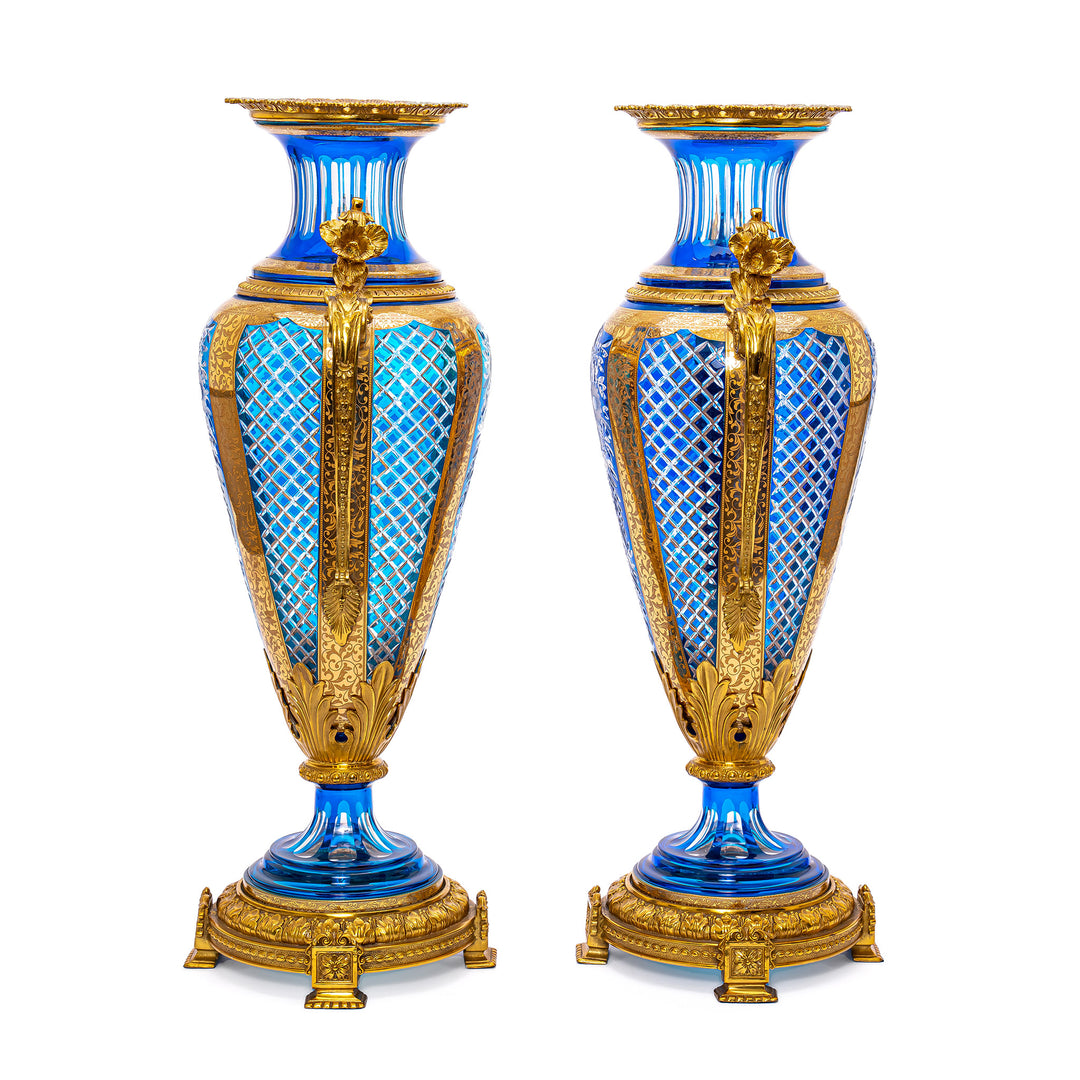 Cobalt Crystal and Doré Bronze Artistry