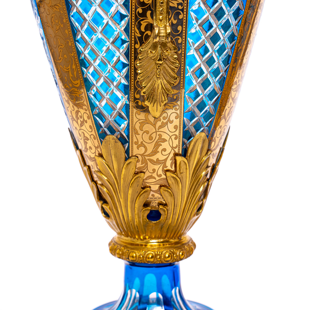 Exquisite Cobalt Crystal and Doré Bronze Decor
