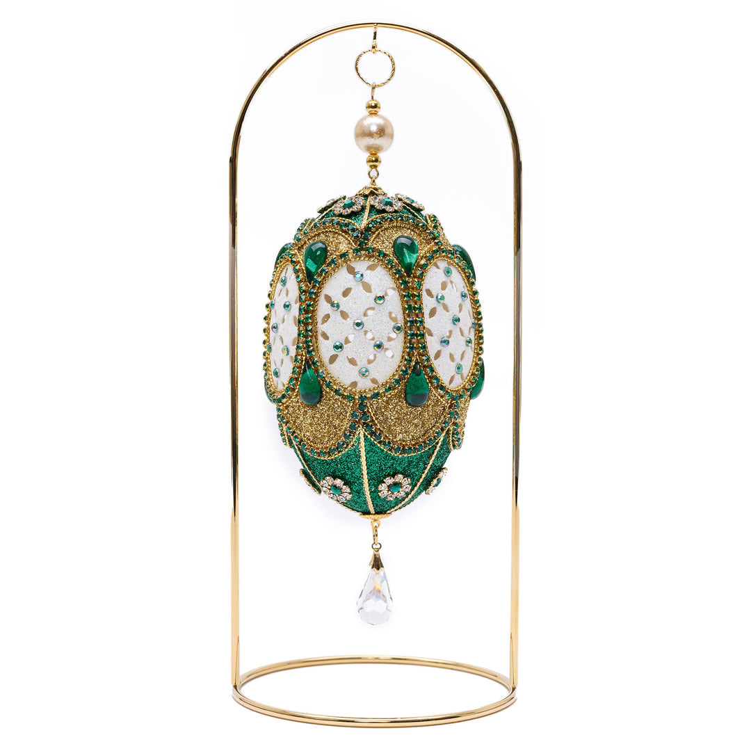 Lush Green Hanging Ornament Egg accentuated by Swarovski sparkle