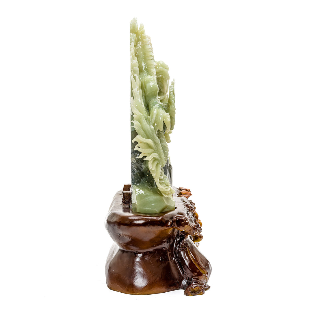 Mythical dragon art piece in agate for prosperity and strength.