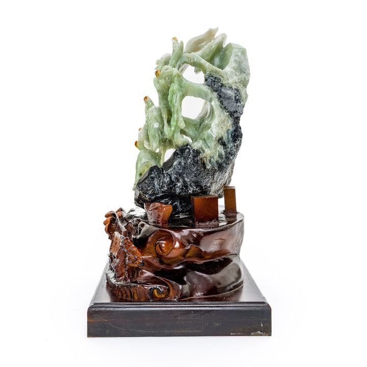Agate hillside crane grouping evoking serenity and longevity.