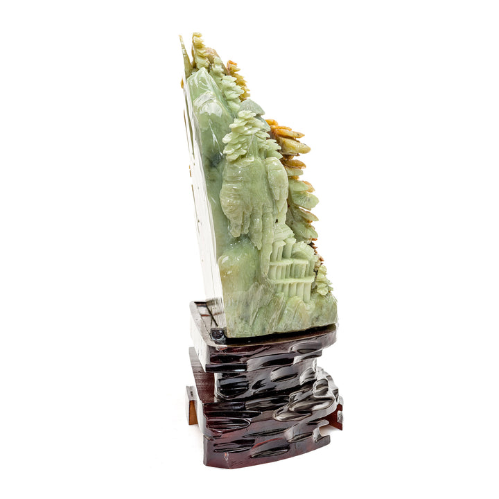Intricate agate sculpture depicting a serene village