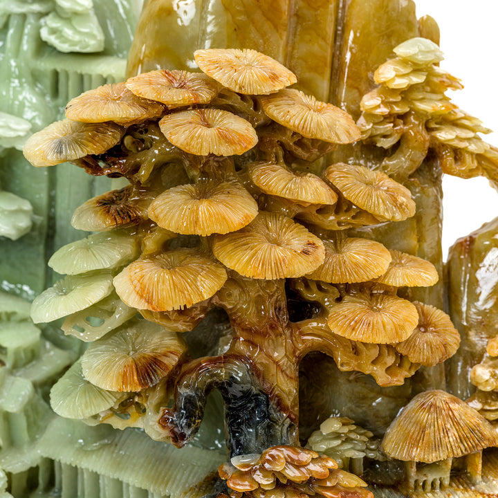 Majestic mountainside village carved in agate stone