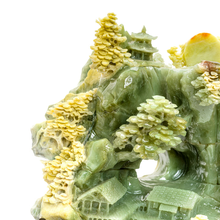 Agate stone carving of an ancient pagoda village