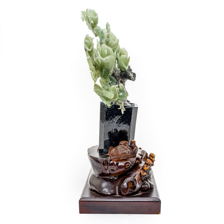 Nature-inspired agate artwork of iris flowers in full bloom.