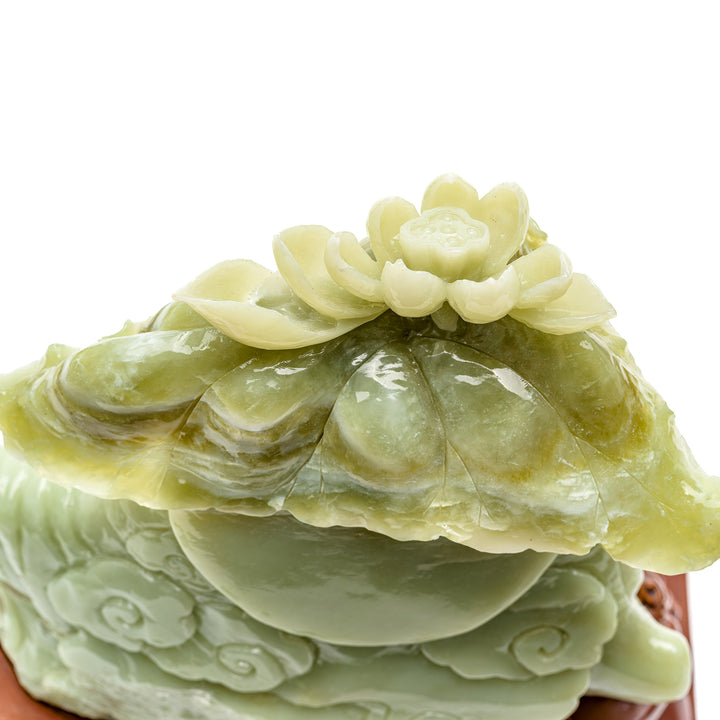 Tranquil Buddha statue in green agate