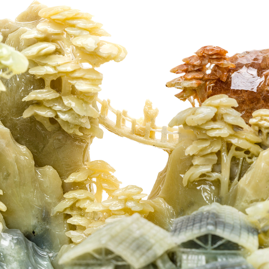 Traditional mountainside village art in agate