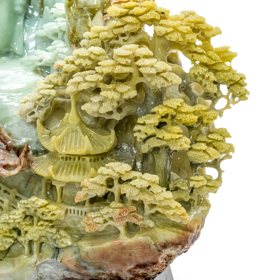 Artisanal Kwan Yin village sculpture in agate stone