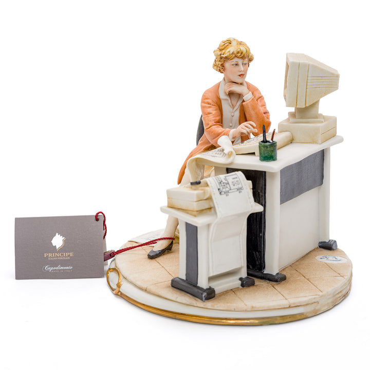 Italian-crafted surveyor with blueprints and office tools.