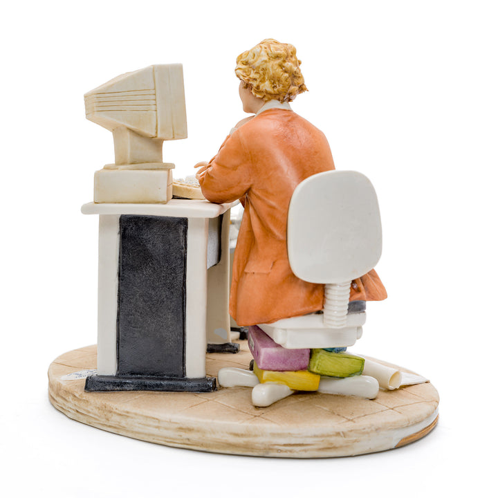 Detailed female surveyor office desk ornament in porcelain.
