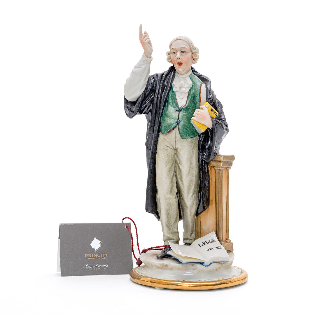 Capodimonte porcelain figurine of a lawyer in oration.