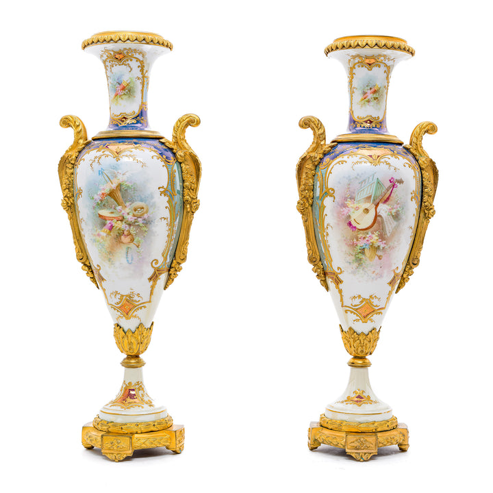 Antique Vases with Gilded Mounts and Handles