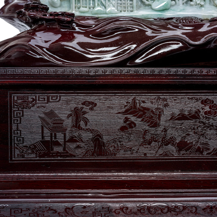 Exquisite Jadeite Carving of Wisemen and Attendants Under a Fruit Tree.