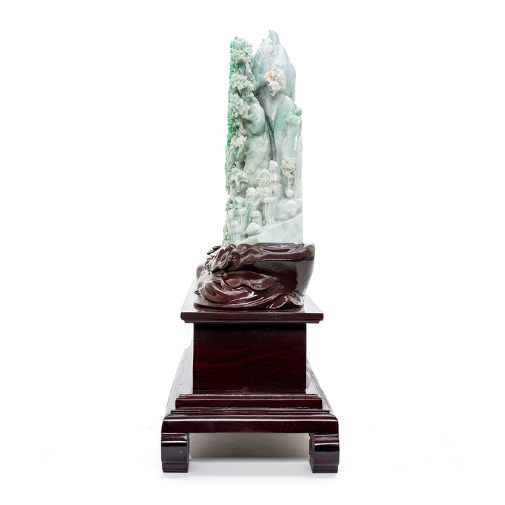Opulent Jadeite Mountain with Pagodas and Fruit Tree Detailing.