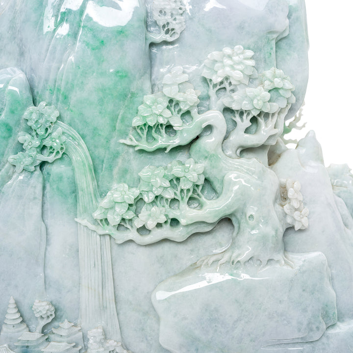 Collectible Jadeite Art of Mountainous Village Life and Wisemen.