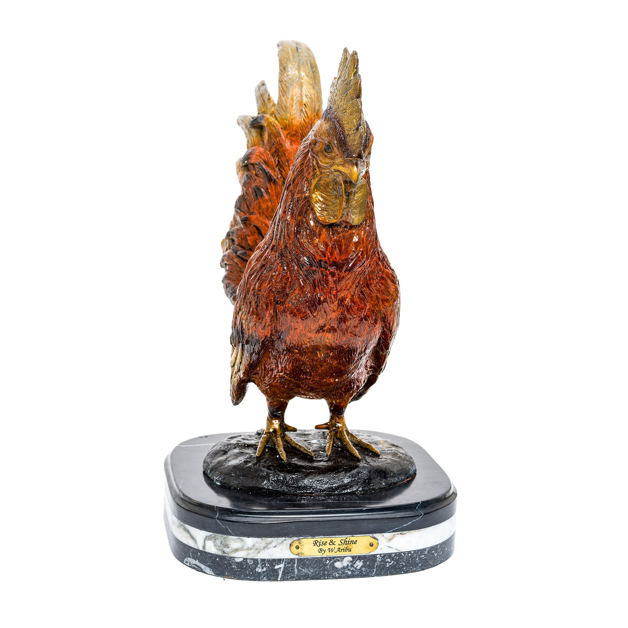 Rise & Shine Bronze Rooster Sculpture with Custom Patina Regis Galerie