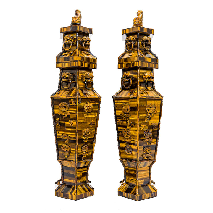 Genuine gem quality Tiger Eye vases