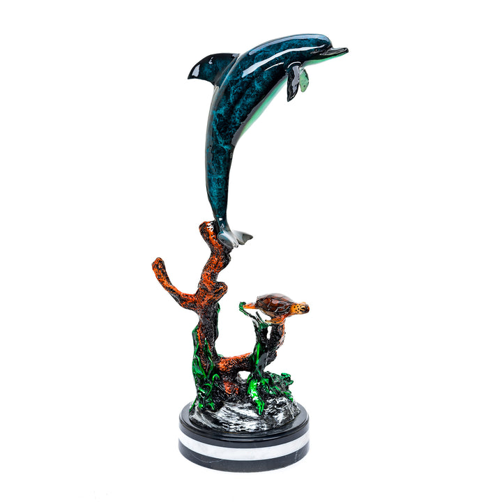 High-quality bronze dolphin and turtle for home decor