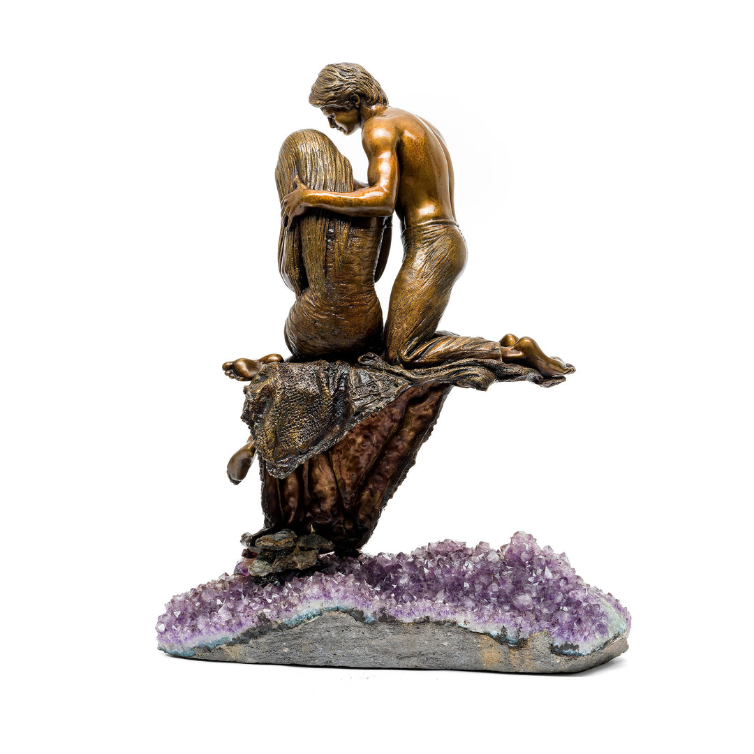 Rear angle of Vidal’s family sculpture over crystal base