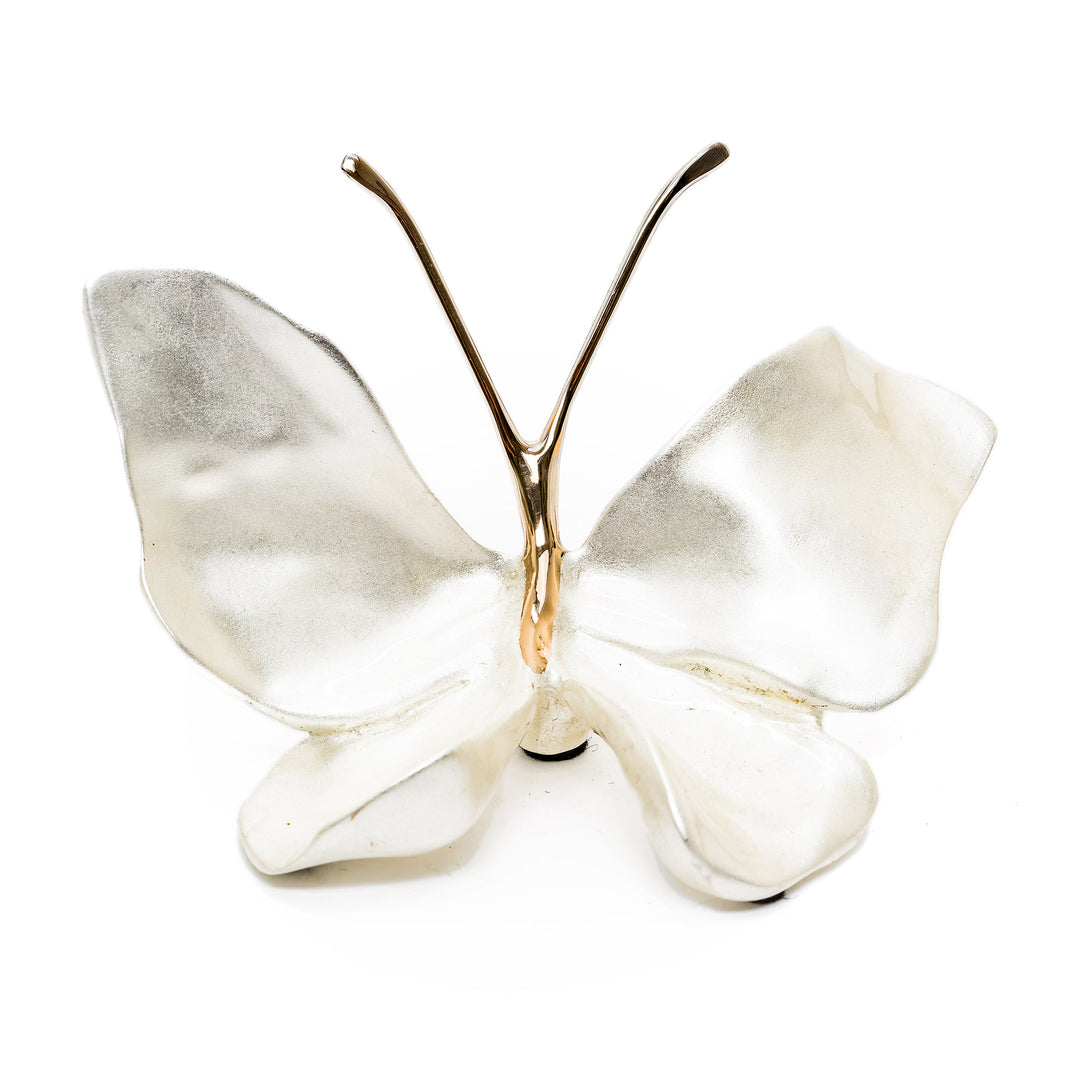 Little Emperor White Gold butterfly sculpture in satin finish