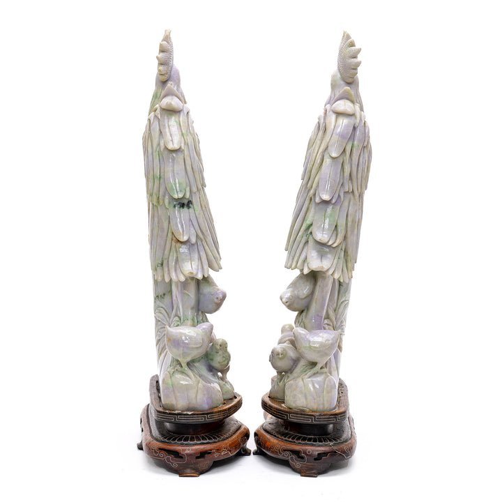 Pair Jade Roosters