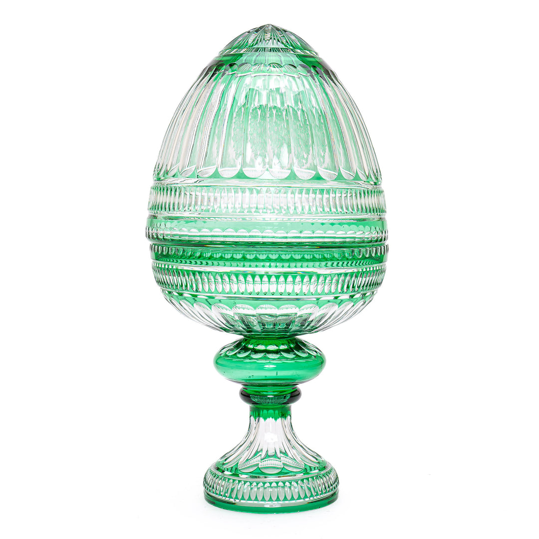 Heirloom quality emerald green lead crystal egg