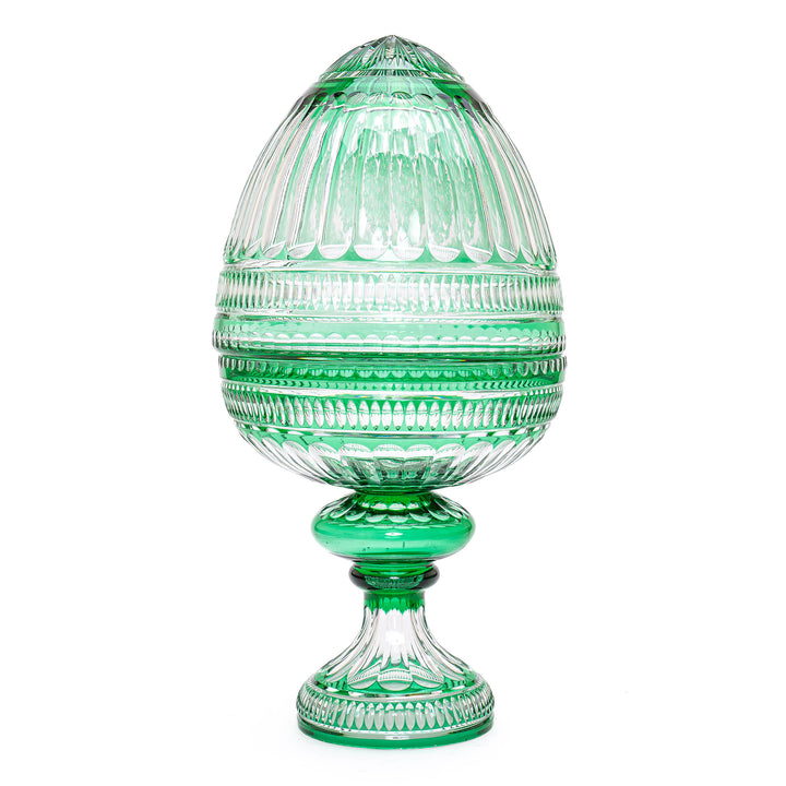 Heirloom quality emerald green lead crystal egg