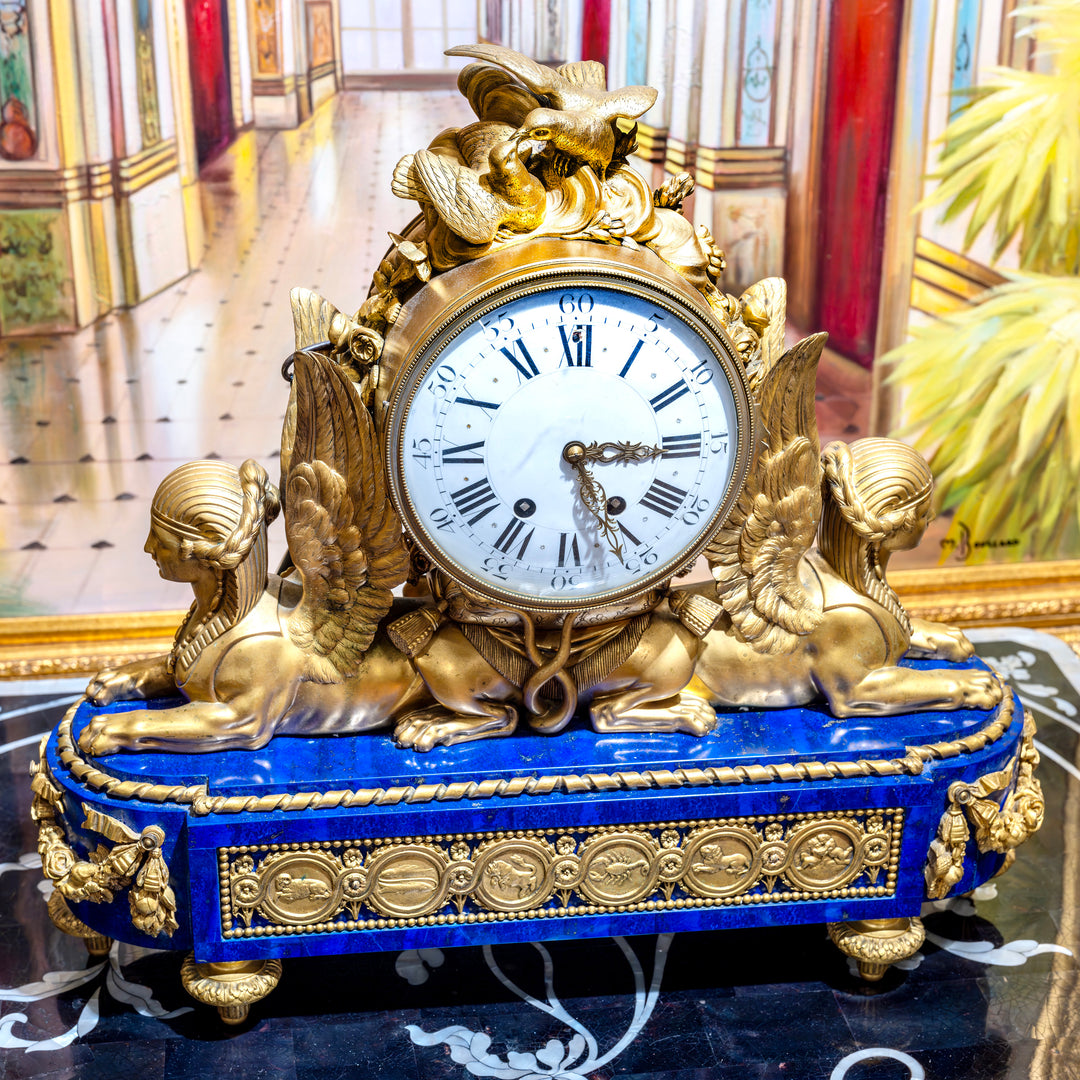 19th-century mantle clock with zodiac symbols