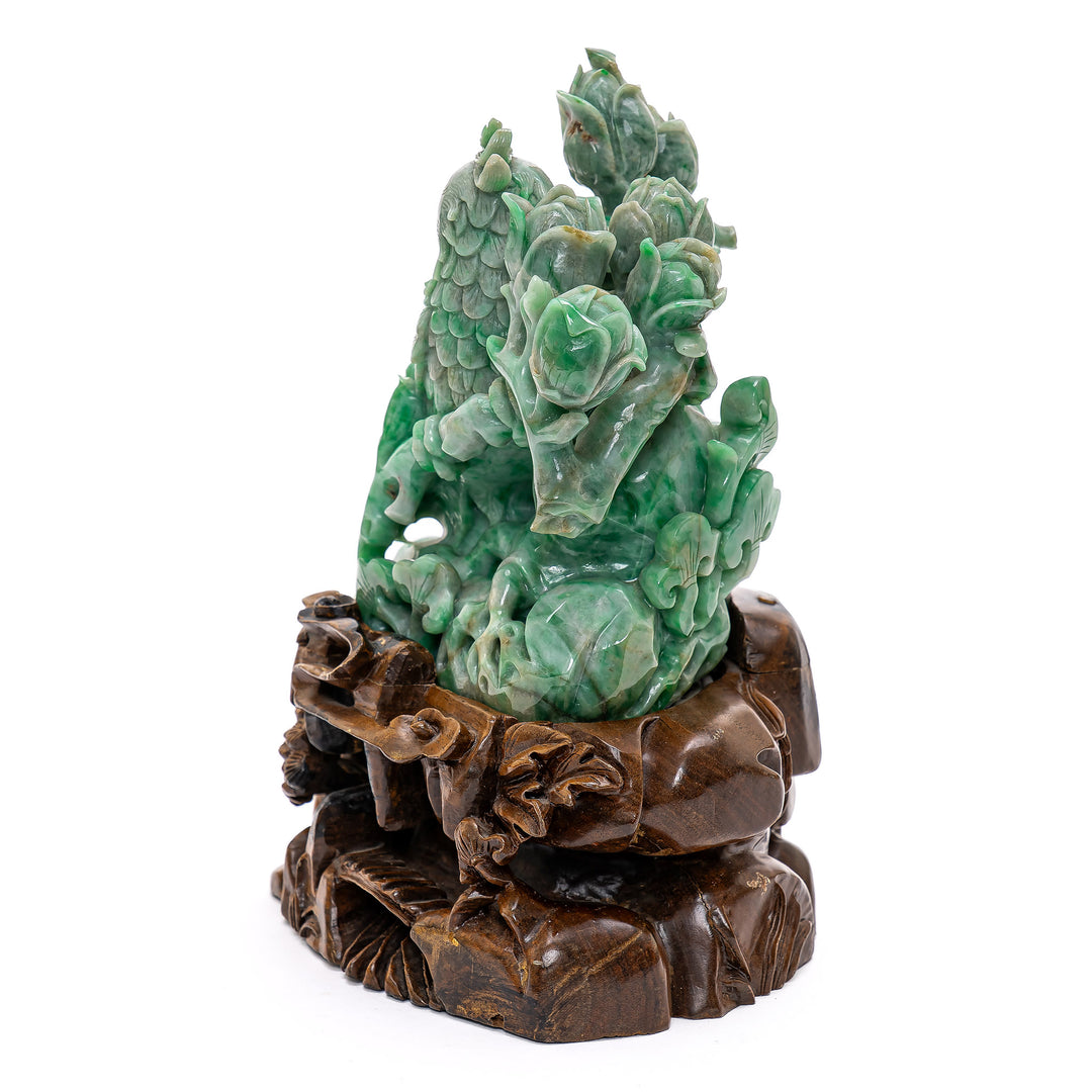 Majestic Jade Parrot with Blossoms
