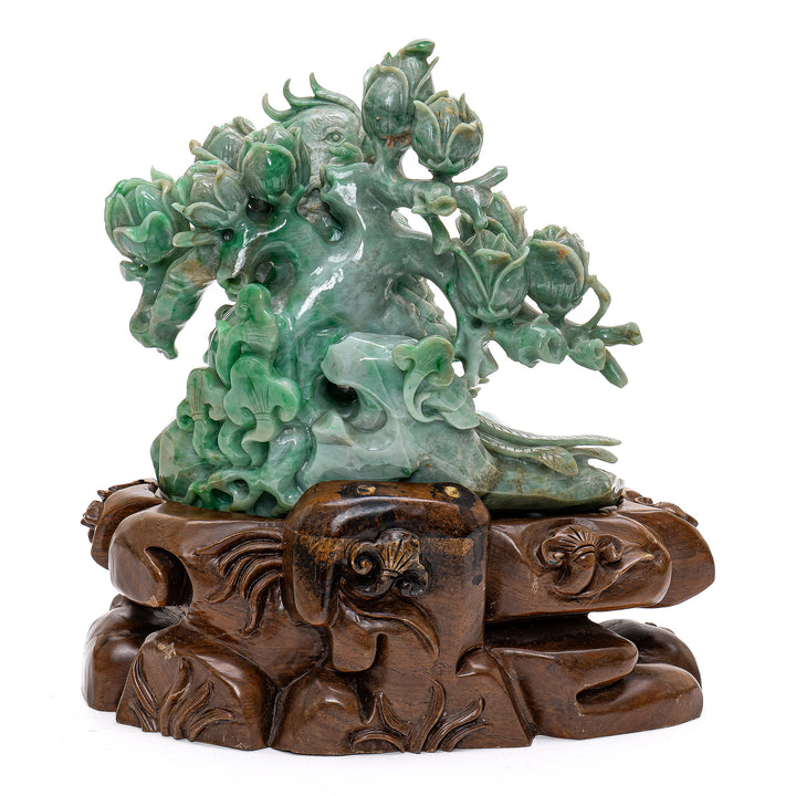 Majestic Jade Parrot with Blossoms