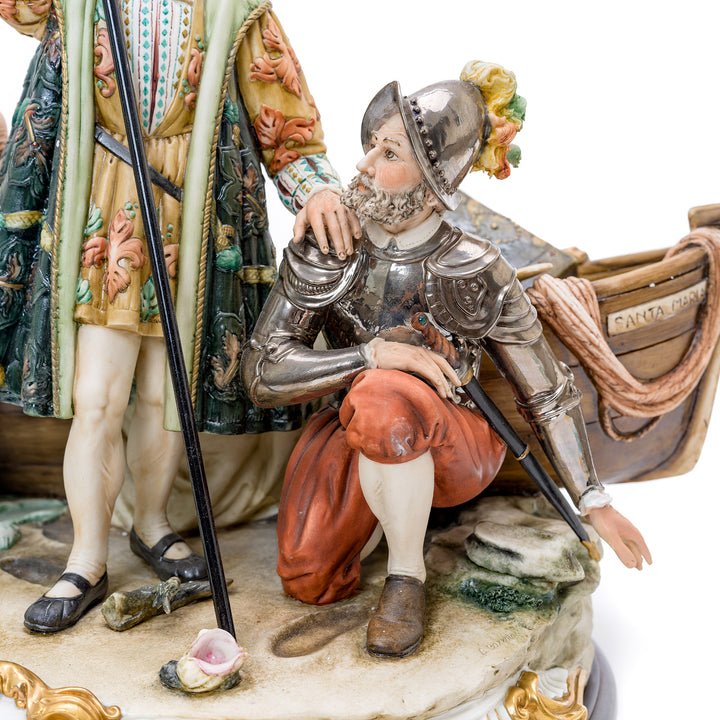 Italian crafted figurine of Christopher Columbus and his crew.